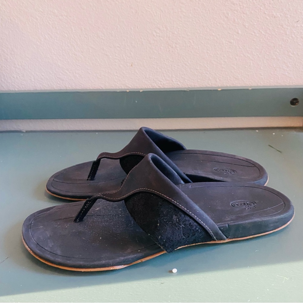 Chaco Women’s Hermosa Thong Sandal Leather Black 8 - Picture 7 of 9